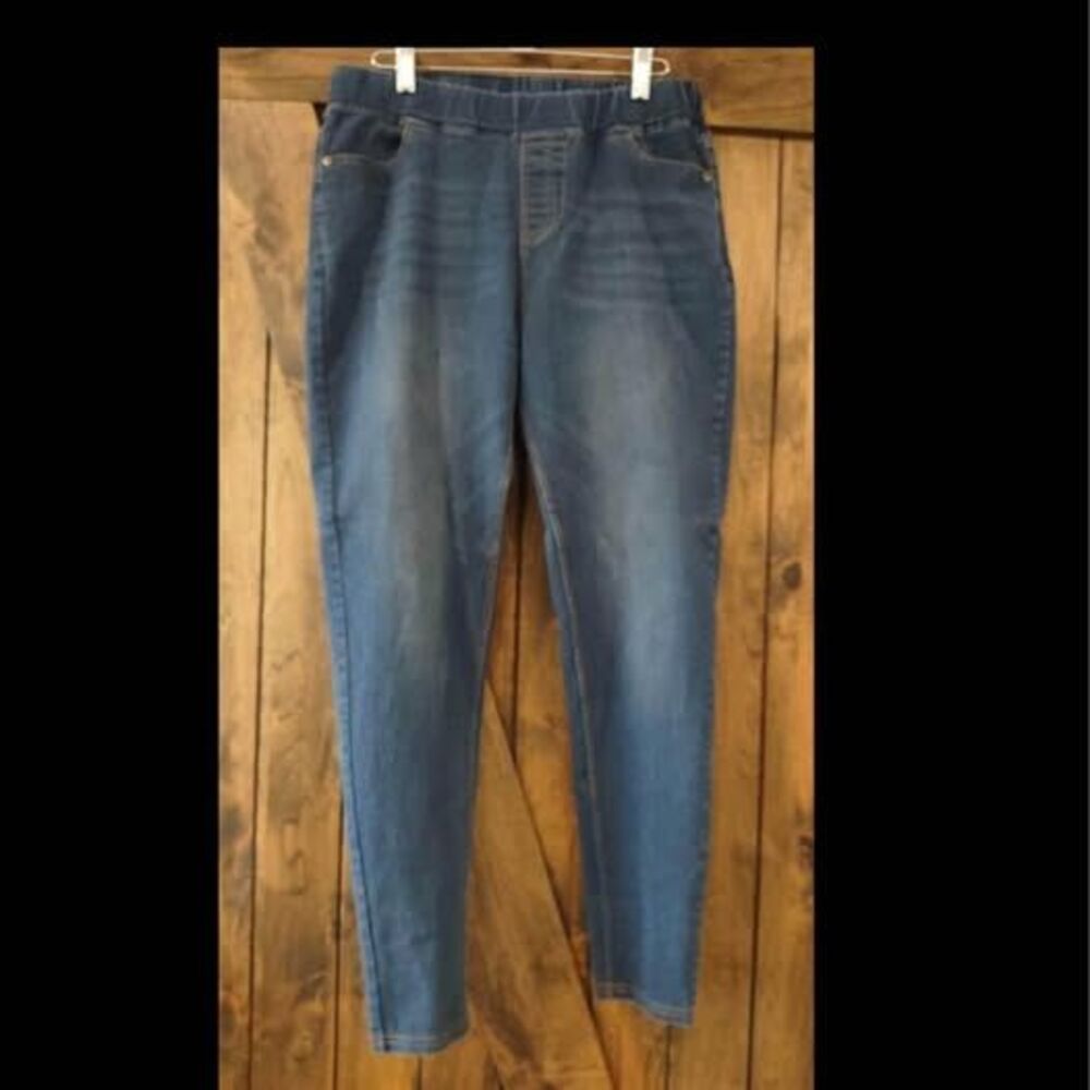 Jeans 1X Jvini elastic waist plus size 27” inseam, 15”-20” waist, 11” rise,C5838
